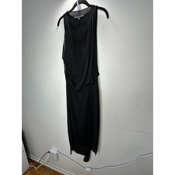 Hyfve Black Draped Sleeveless Faux Wrap Midi Dress Med - Picture 2 of 11